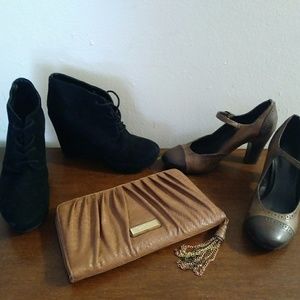 Size 9 women, ALDO boots, Merona heel oxford, clut